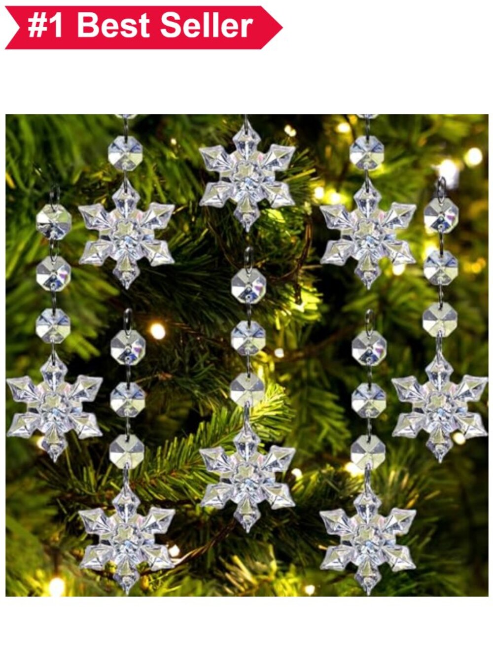 🎄 30 Pack Acrylic Crystal Snowflake Ornaments Christmas Tree Hanging Decor